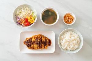 tonkatsu - escalope de porc japonaise frite avec un ensemble de riz photo