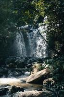 cascade dans une forêt tropicale pendant la journée