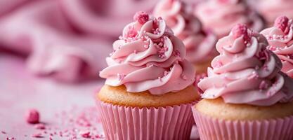 ai généré nombreuses rose petits gâteaux est une rose petit gâteau photo