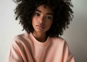 ai généré image de femme portant une rose sweat-shirt photo