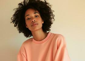 ai généré image de femme portant une rose sweat-shirt photo