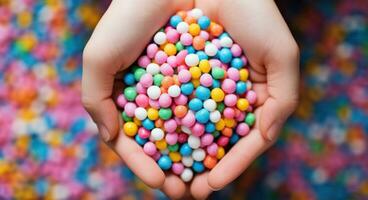 ai généré le nourriture et confiserie industrie mai être en essayant à Arrêtez des gamins de en mangeant bonbons photo