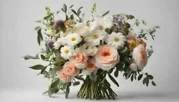 ai généré une bouquet de blanc et rose fleurs est montré photo