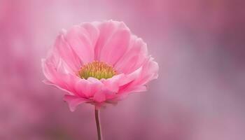 ai généré une rose fleur est montré dans de face de une flou Contexte photo