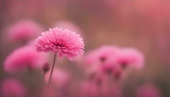 ai généré rose fleurs dans une champ avec flou Contexte photo