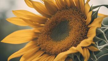 ai généré une proche en haut de une tournesol avec une floue Contexte photo