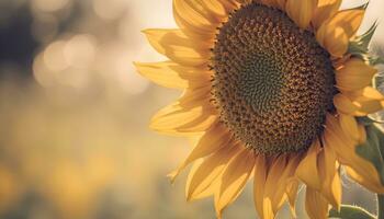 ai généré une tournesol est montré dans de face de une floue Contexte photo