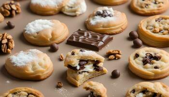 ai généré une variété de biscuits et Chocolat frites photo