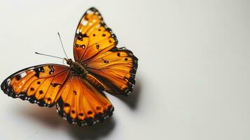 ai généré monarque papillon sur blanc Contexte photo