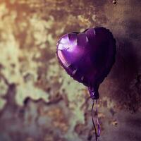 ai généré lilas cœur ballon pour l'amour et mariage photo