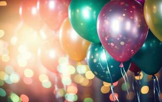 ai généré une groupe de vivement coloré des ballons plus de tableau, photo