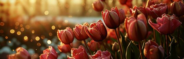 ai généré une bouquet de tulipes sont mis dans un arrangement photo