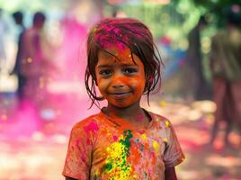 ai généré Holi coloré Festival photo