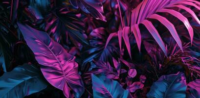 ai généré violet et rose Contexte avec tropical feuilles photo