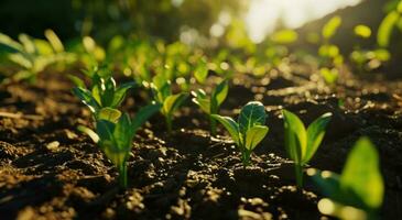 ai généré petit semis croissance dans le sol photo