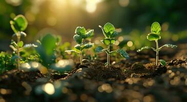 ai généré petit semis croissance dans le sol photo