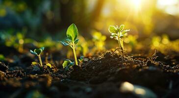 ai généré semis croissance près sol photo