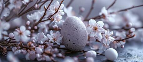 ai généré printemps fleurs avec Oeuf photo