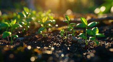 ai généré petit semis croissance dans le sol photo