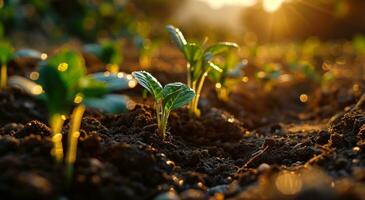 ai généré semis croissance près sol photo