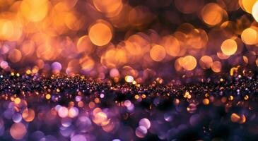 ai généré brillant lumière Contexte de bokeh reflets et briller photo