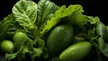 ai généré Frais légume salade, en bonne santé alimentaire, biologique ingrédients, vert couleur, gourmet repas généré par ai photo