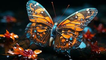 ai généré vibrant papillon aile vitrines la nature beauté dans multi coloré motifs généré par ai photo