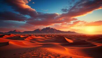 ai généré majestueux Montagne gamme, tranquille coucher de soleil, beauté dans la nature généré par ai photo