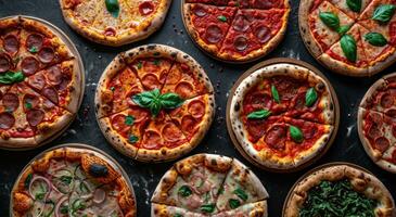 ai généré nombreuses différent les types de pizzas photo