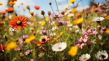 ai généré l'automne fleurs sauvages Prairie charme - ai généré photo