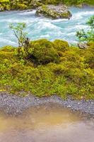 flaque d'eau sale et rivière turquoise utla à utladalen norvège.