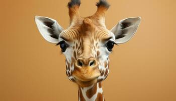 ai généré mignonne girafe à la recherche à caméra, beauté dans la nature faune généré par ai photo