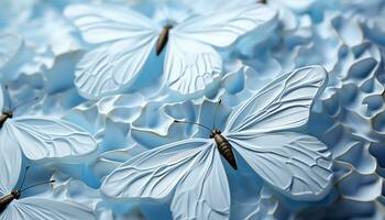 ai généré abstrait papillon en volant dans nature, beauté dans bleu été généré par ai photo