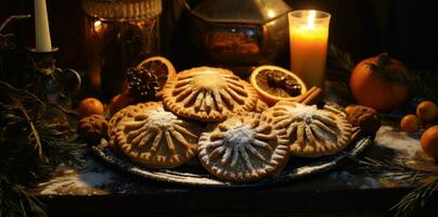 ai généré gingembre tartes hiver saison photo