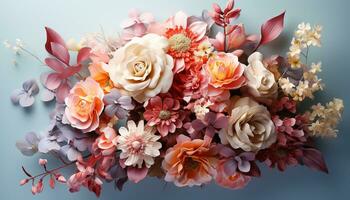 ai généré une magnifique bouquet de multi coloré fleurs apporte la nature romance généré par ai photo