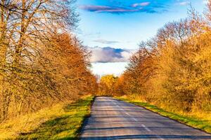 belle route goudronnée vide en campagne sur fond coloré photo