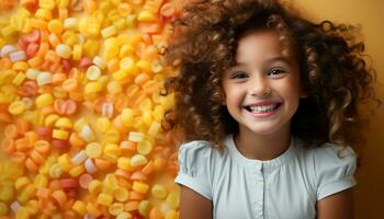 ai généré souriant enfant, de bonne humeur et mignon, bonheur dans enfance portrait généré par ai photo