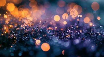 ai généré bokeh effet Noël arbre Contexte flou et brillant Noël anneaux photo