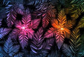 ai généré néon néon Triangle jungle fond d'écran tropical la musique photo
