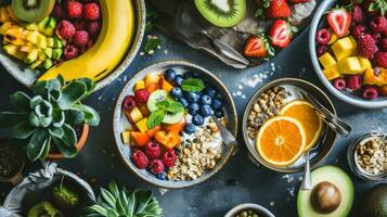 ai généré en bonne santé repas minceur régime plan du quotidien prêt menu Contexte photo