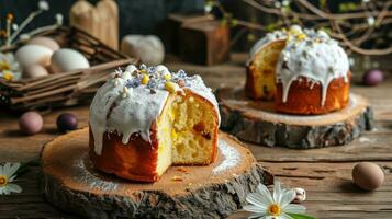 ai généré kulich et paska Pâques pain photo