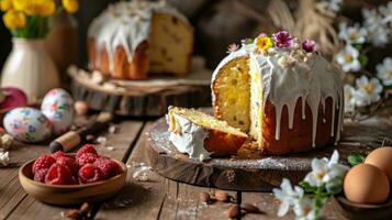 ai généré kulich et paska Pâques pain photo