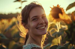 ai généré une fille suivant à une tournesol photo