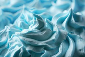 ai généré proche en haut de bleu fouetté crème texture pour Contexte et conception. photo