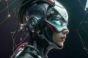 ai généré cyborg femme. artificiel intelligence moderne La technologie Contexte. pro photo