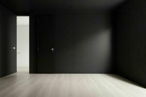 ai généré minimaliste vide pièce avec des murs et bois sol. pro photo