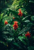 ai généré photographier capturer le vibrant la biodiversité de une tropical forêt tropicale photo