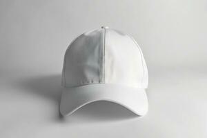 ai généré photo de une blanc casquette sur une blanc Contexte