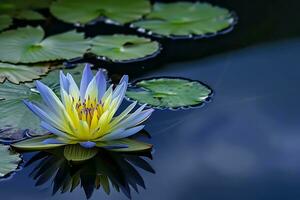 ai généré coup de lotus fleur flottant dans le étang photo