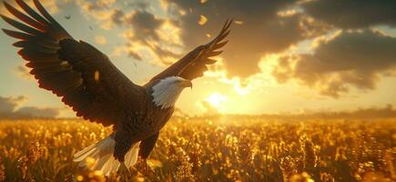 ai généré un Aigle est en volant dans le air et en portant le nous drapeau aérien photo